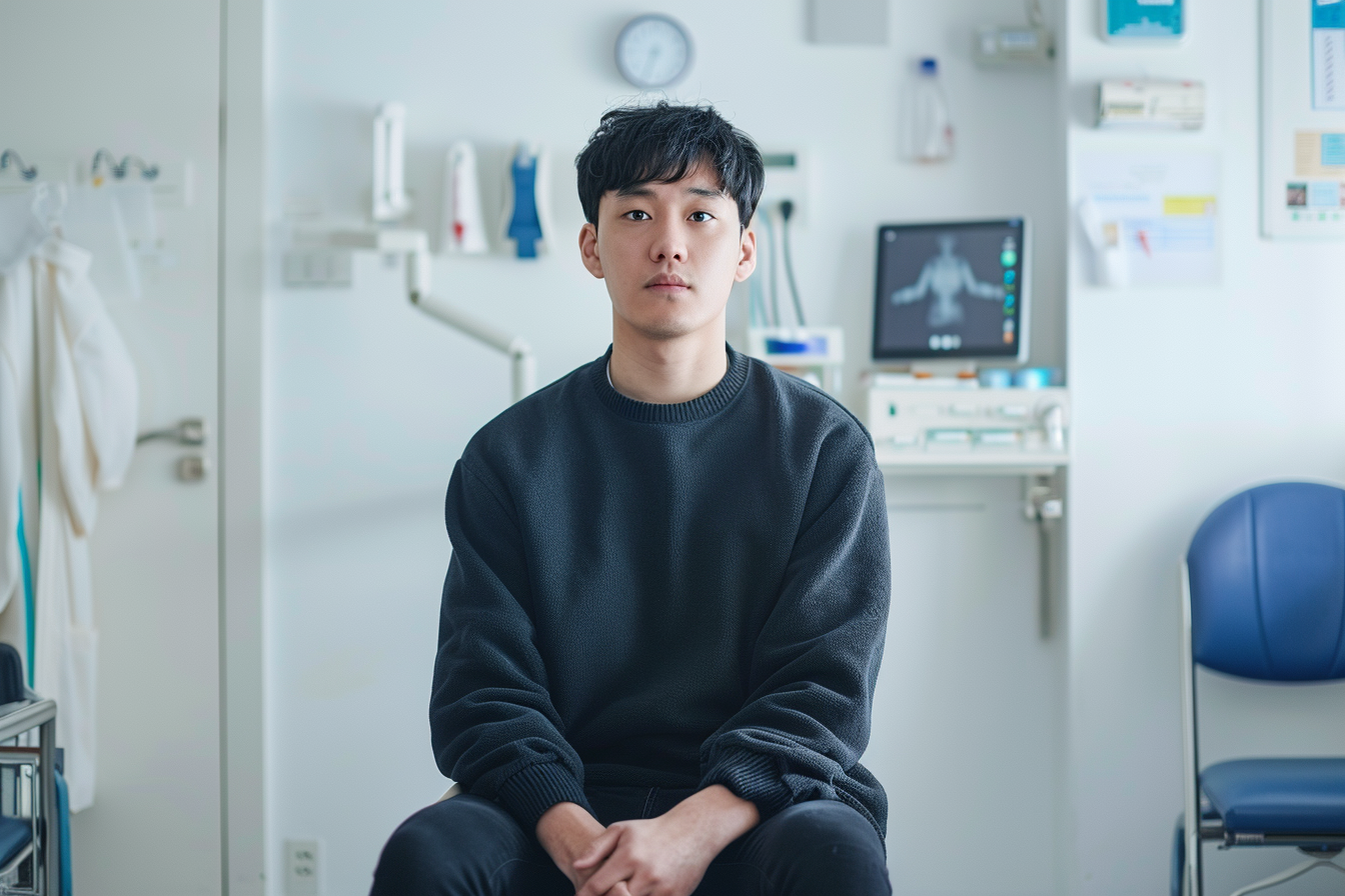자가혈청안약 채혈을 앞두고 긴장한 고객의 모습